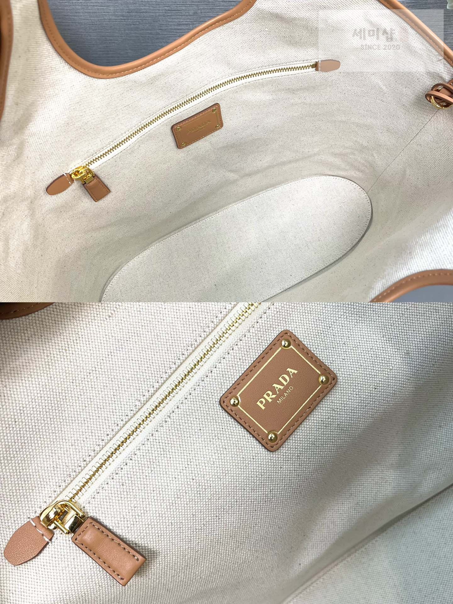 P R A D A 프라다 린넨 레더 버클 백 37.5*30*13CM Bag 11번 이미지