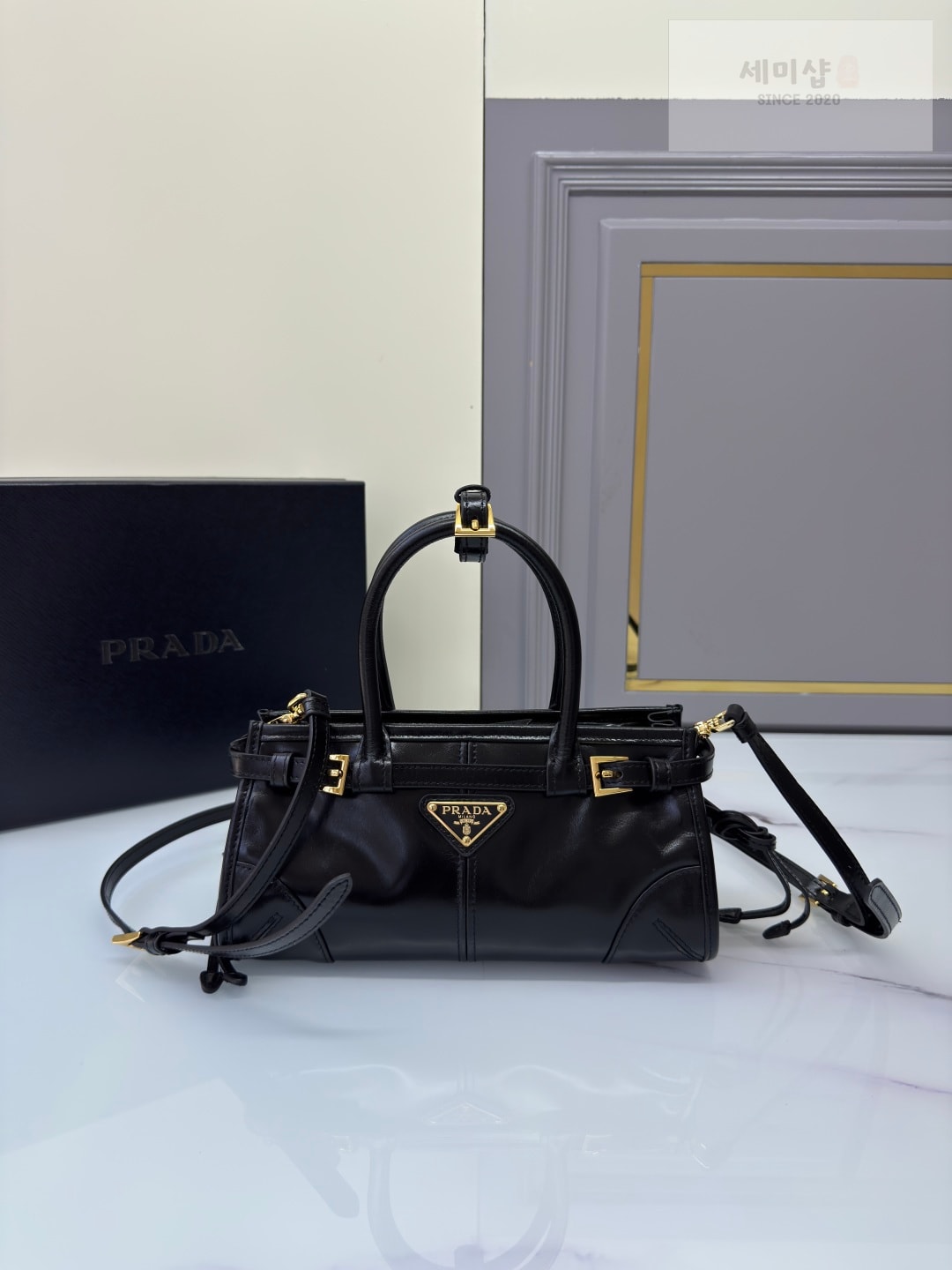 프라다 프라다 보니 미니 탑 핸들 블랙 Bag 1번 이미지