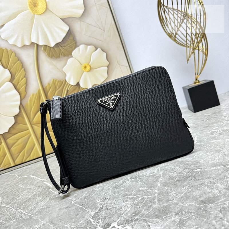 P R A D A 프라다 삼각 로고 사피아노 파우치 클러치백 Bag 1번 이미지