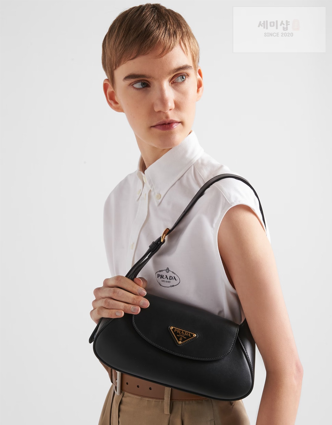 P R A D A 프라다 스몰 가죽 숄더백 25*15*5.5cm “4COLOR” BLACK Bag 6번 이미지