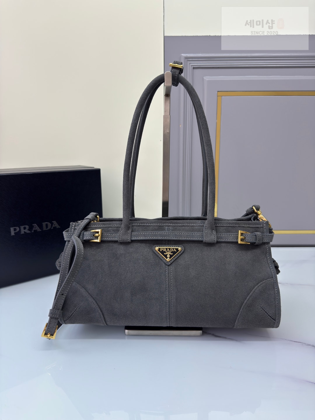 프라다 프라다 스웨이드 보니백 그레이 스웨이드 Bag 1번 이미지