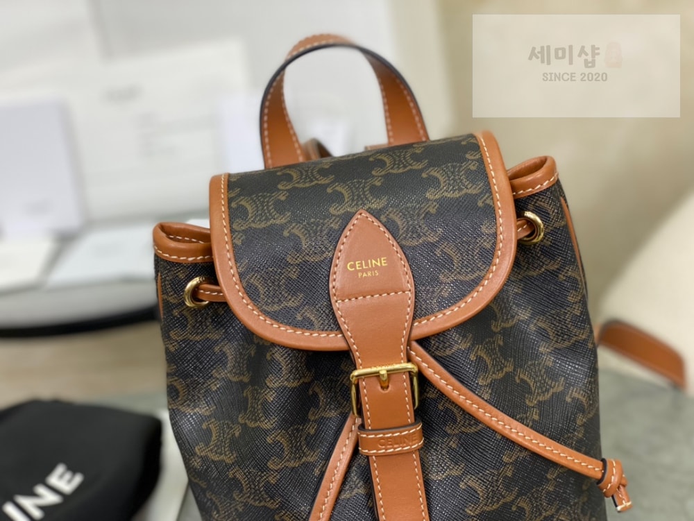 C E L I N E Celine Backpack Folco in Triomphe Canvas and Calfskin Bag 6번 이미지