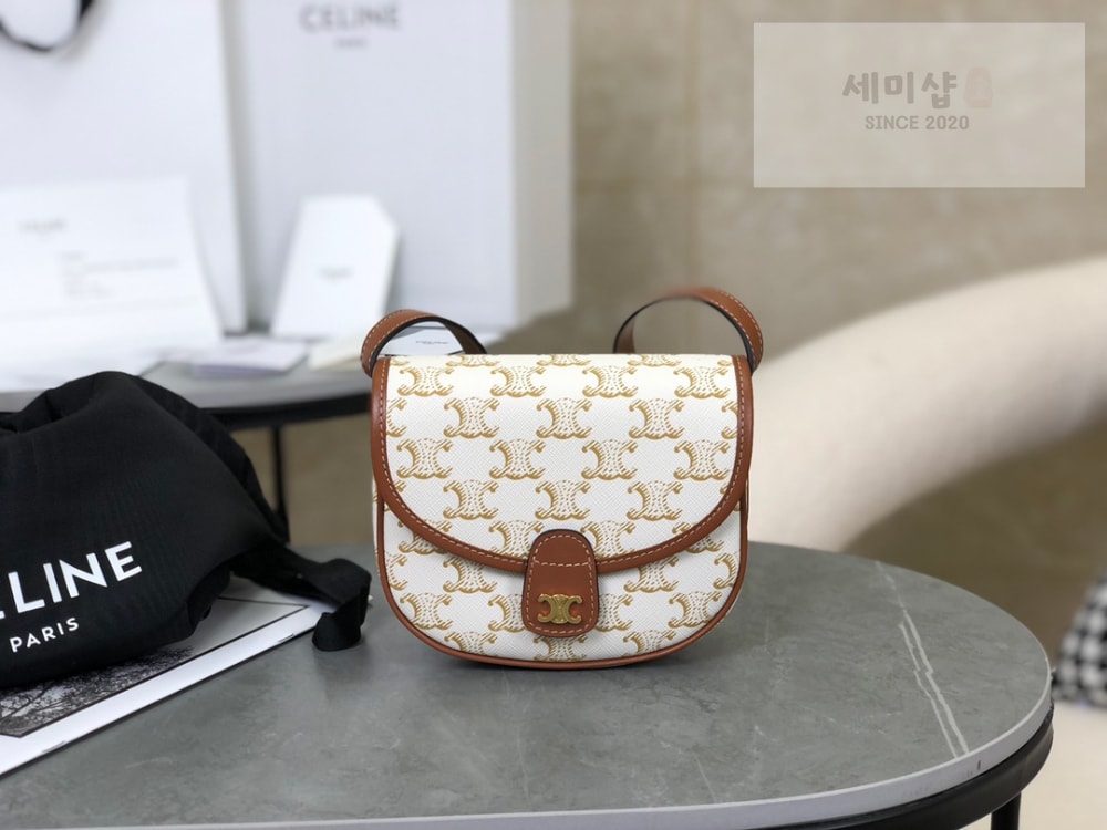 C E L I N E Celine Mini Besace Triomphe Canvas and Calfskin Bag 1번 이미지