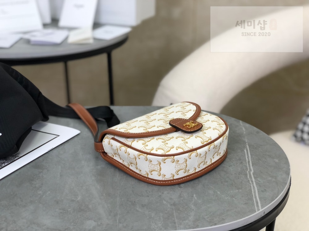 C E L I N E Celine Mini Besace Triomphe Canvas and Calfskin Bag 4번 이미지