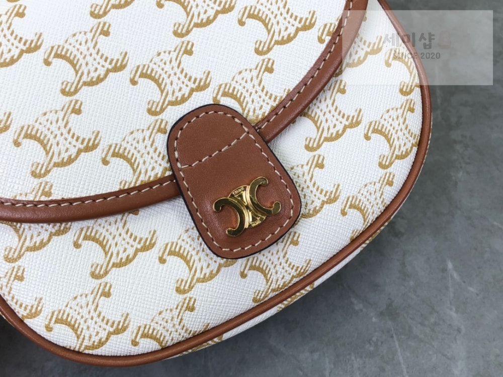 C E L I N E Celine Mini Besace Triomphe Canvas and Calfskin Bag 5번 이미지