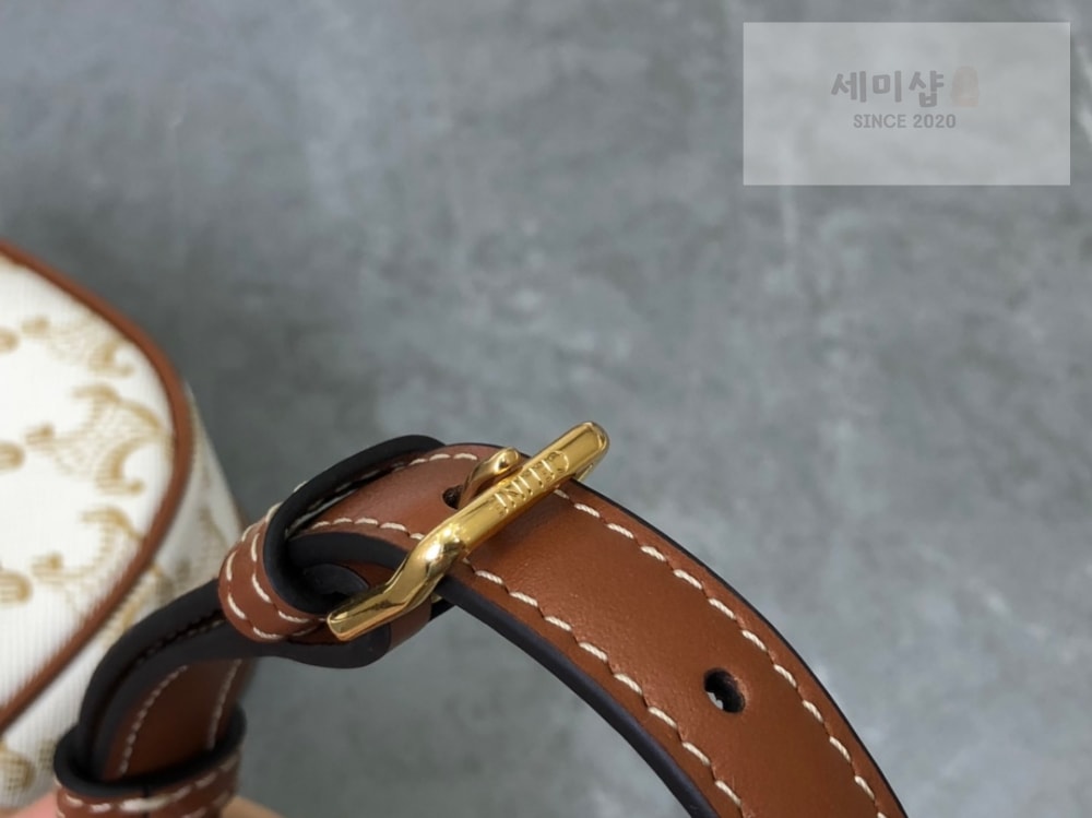 C E L I N E Celine Mini Besace Triomphe Canvas and Calfskin Bag 7번 이미지