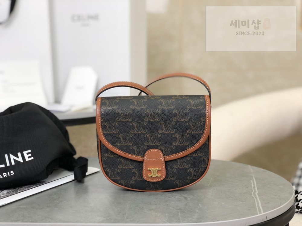 C E L I N E Celine Mini Besace Triomphe Canvas and Calfskin Bag 1번 이미지