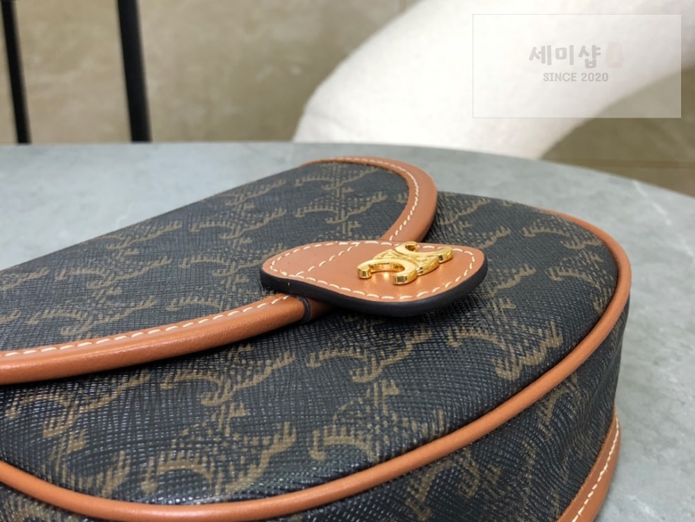 C E L I N E Celine Mini Besace Triomphe Canvas and Calfskin Bag 5번 이미지
