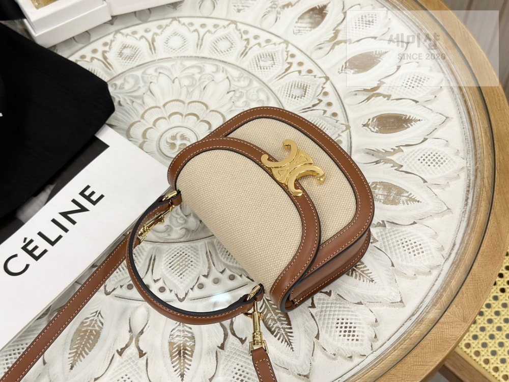 C E L I N E Celine Mini Clea Vesace Canvas & Calfskin Bag 7번 이미지