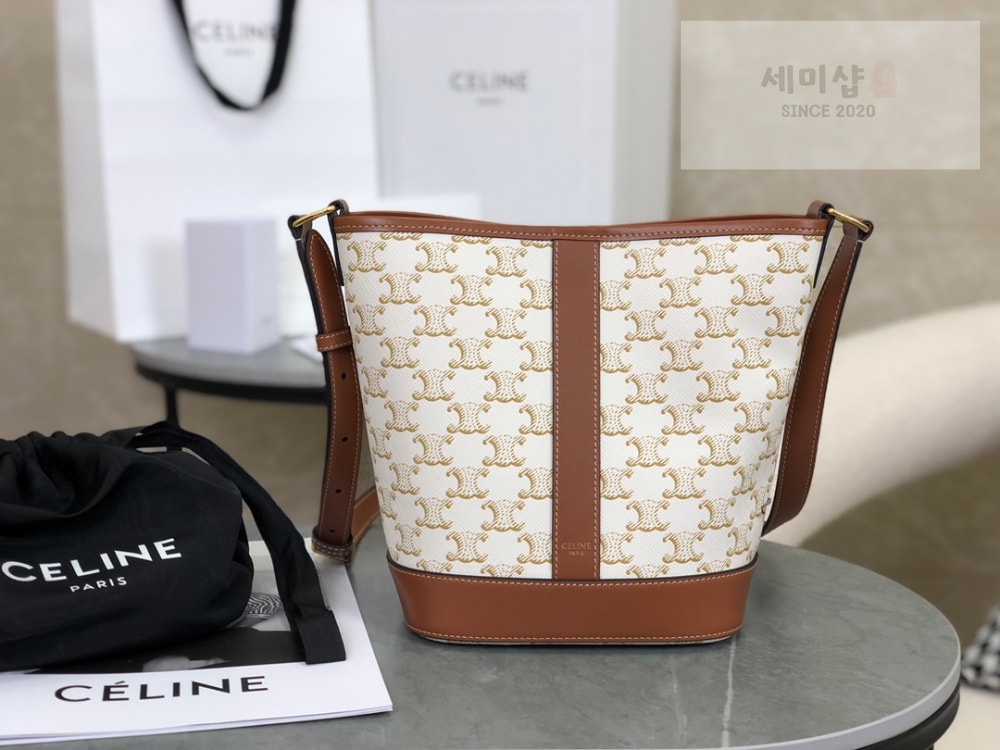 C E L I N E Celine Small Bucket Triomphe Canvas & Calfskin Bag 8번 이미지