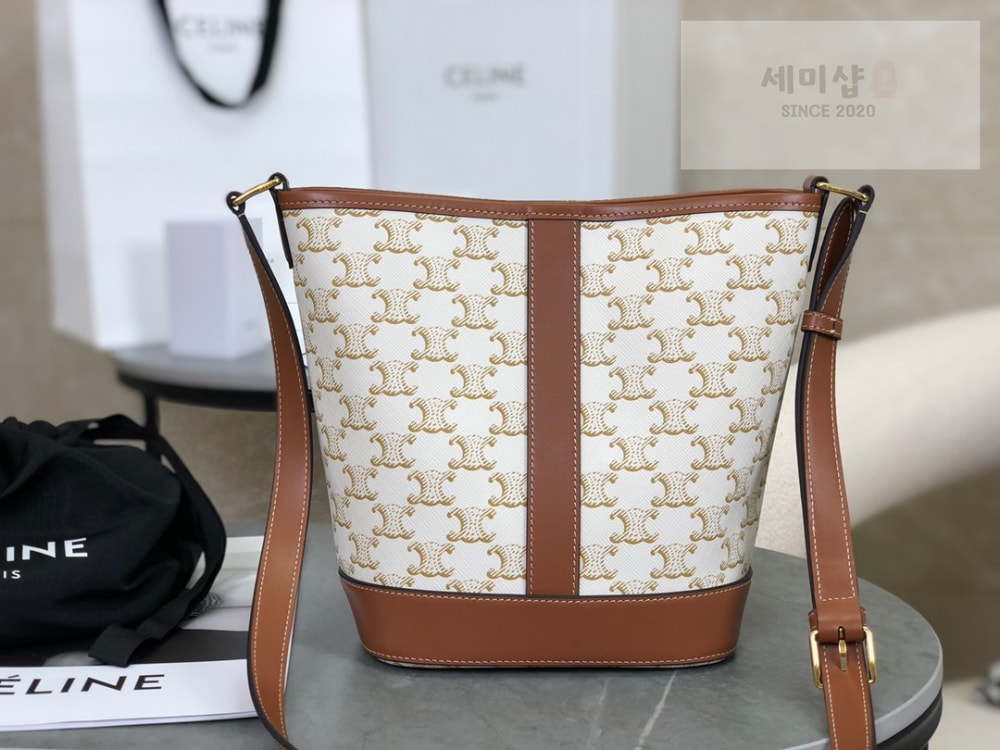 C E L I N E Celine Small Bucket Triomphe Canvas & Calfskin Bag 7번 이미지