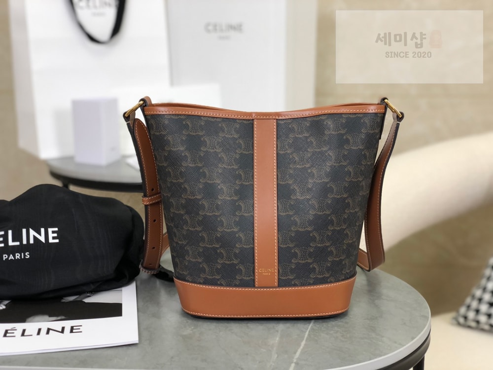 C E L I N E Celine Small Bucket Triomphe Canvas & Calfskin Bag 1번 이미지