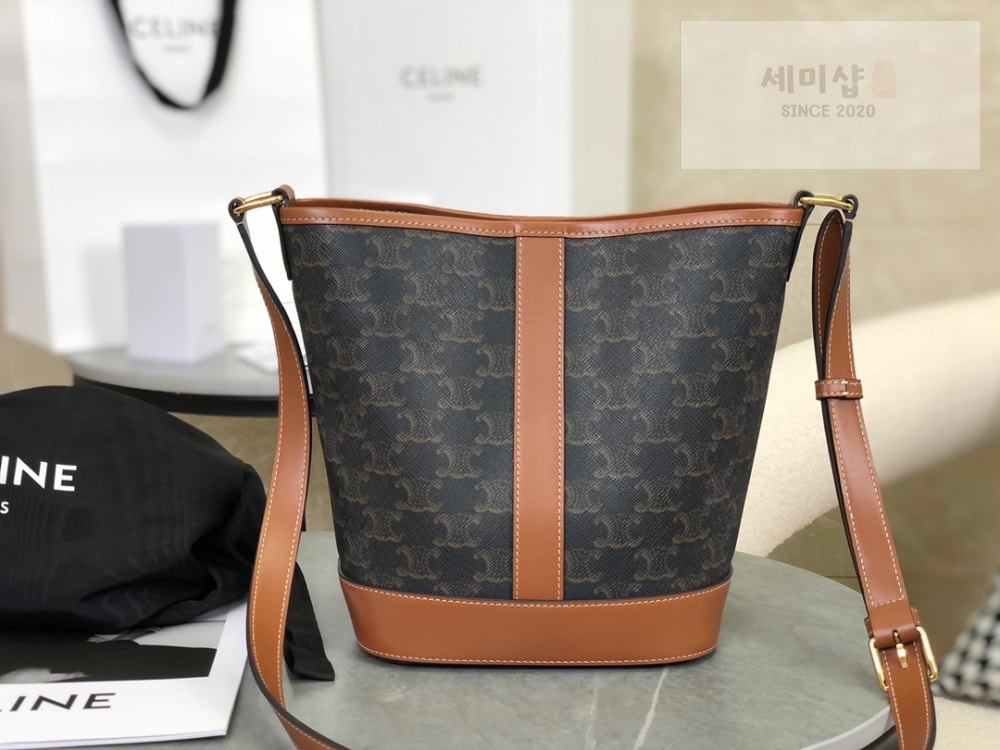 C E L I N E Celine Small Bucket Triomphe Canvas & Calfskin Bag 2번 이미지