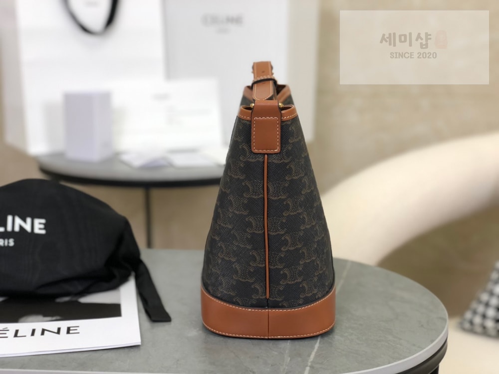 C E L I N E Celine Small Bucket Triomphe Canvas & Calfskin Bag 7번 이미지