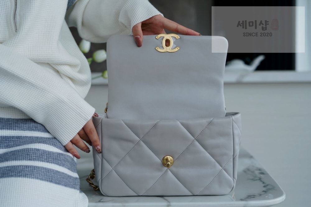 C H A N E L Chanel 19 Medium 그레이 Bag 6번 이미지
