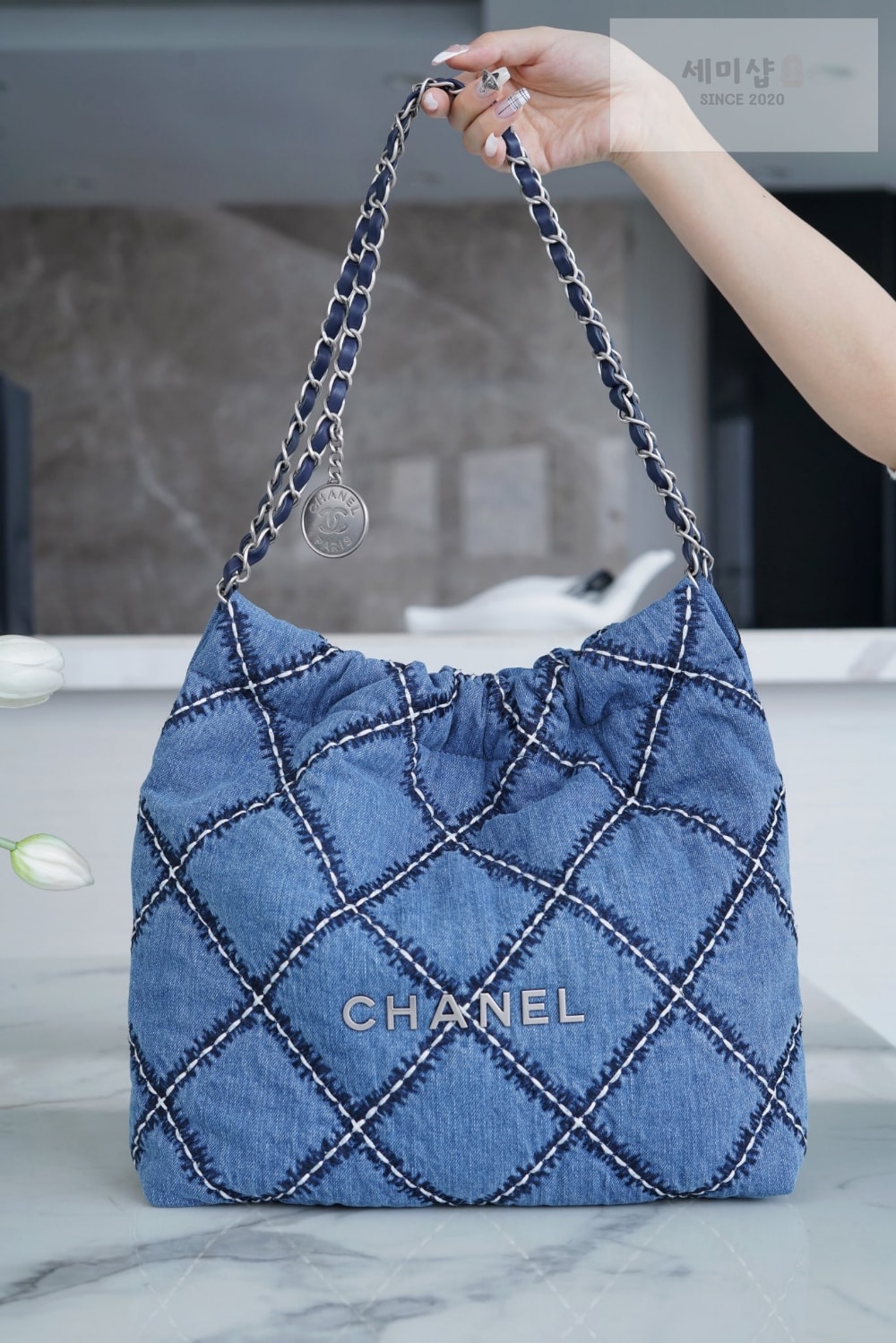 C H A N E L Chanel 22 Small Stitch Denim 데님 Bag 1번 이미지