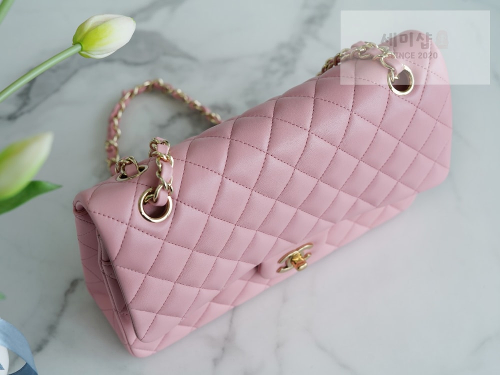 C H A N E L Chanel Classic Medium Lam 핑크 Bag 8번 이미지