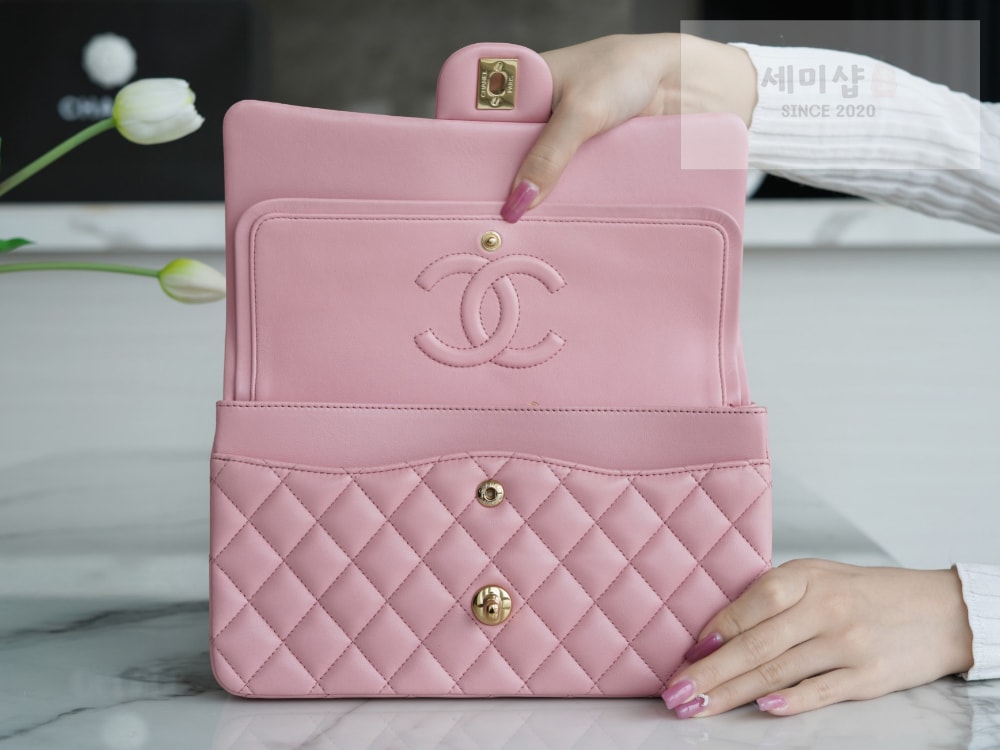 C H A N E L Chanel Classic Medium Lam 핑크 Bag 6번 이미지