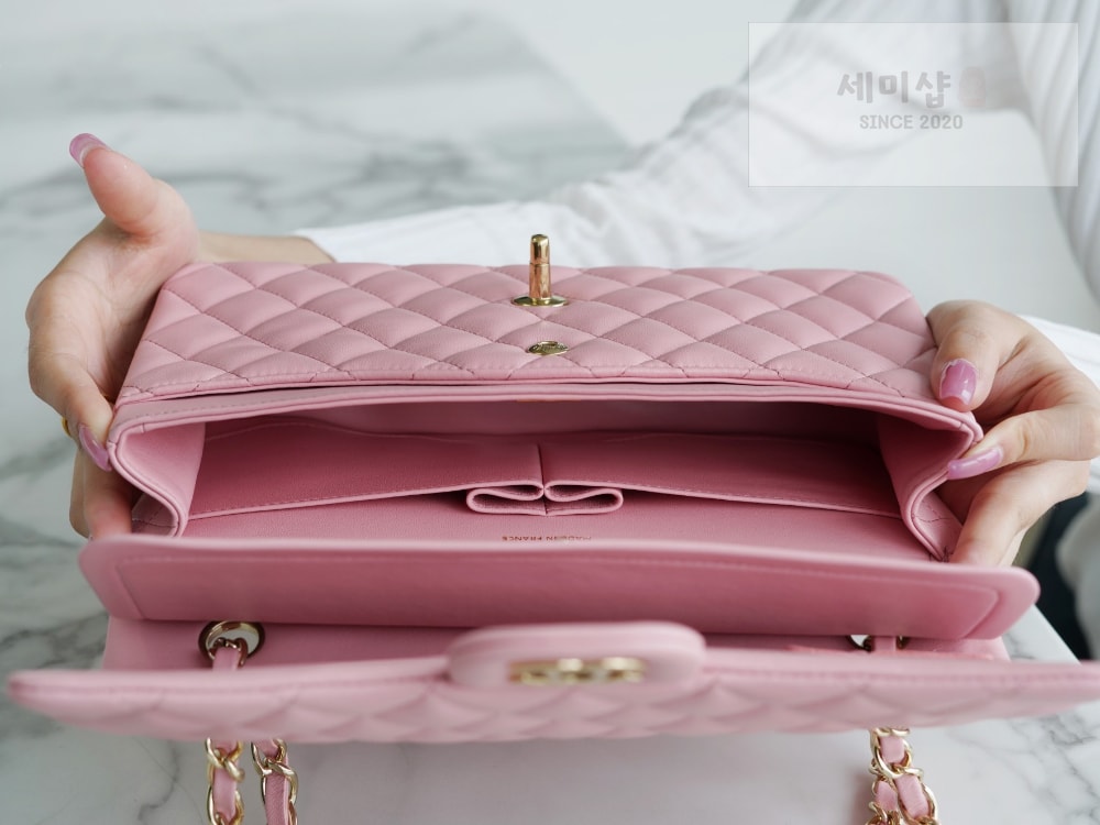 C H A N E L Chanel Classic Medium Lam 핑크 Bag 7번 이미지
