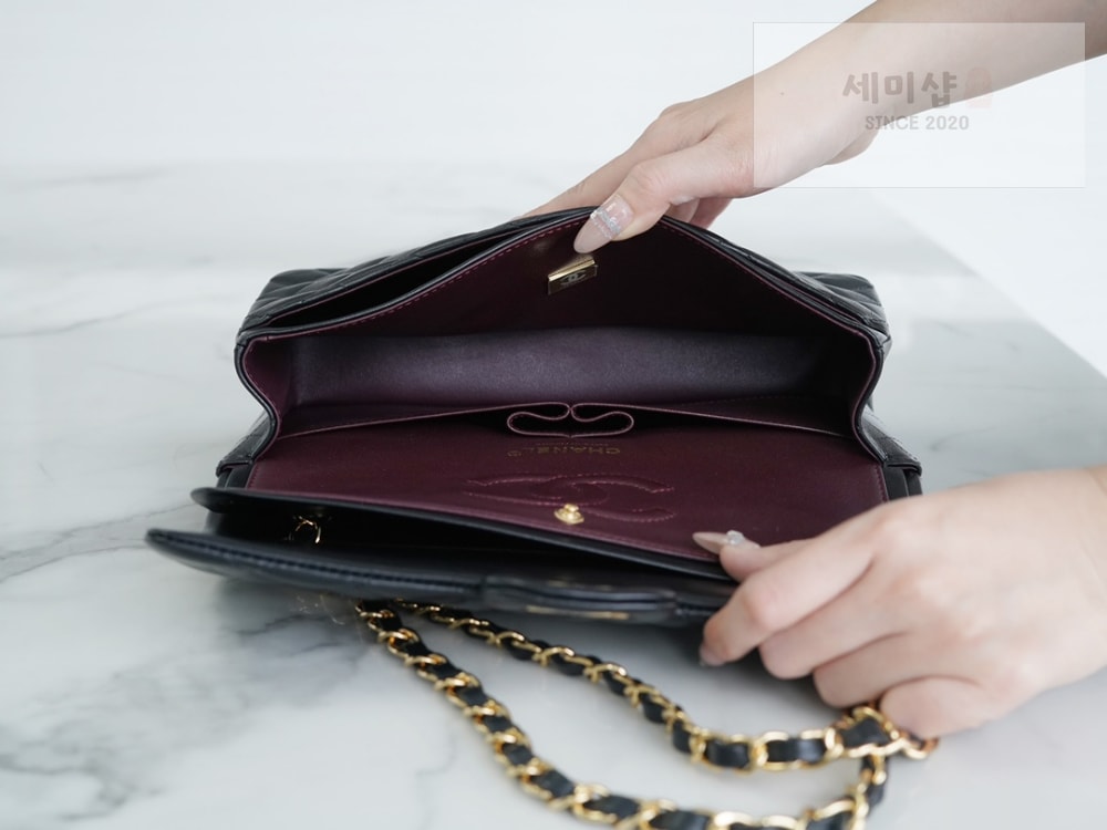 C H A N E L Chanel Classic Medium Lam 블랙 Bag 6번 이미지