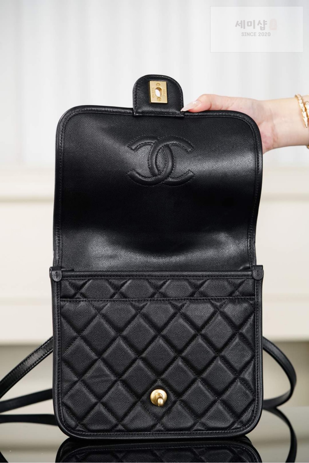 C H A N E L Chanel Small Backpack Caviar 블랙 Bag 8번 이미지