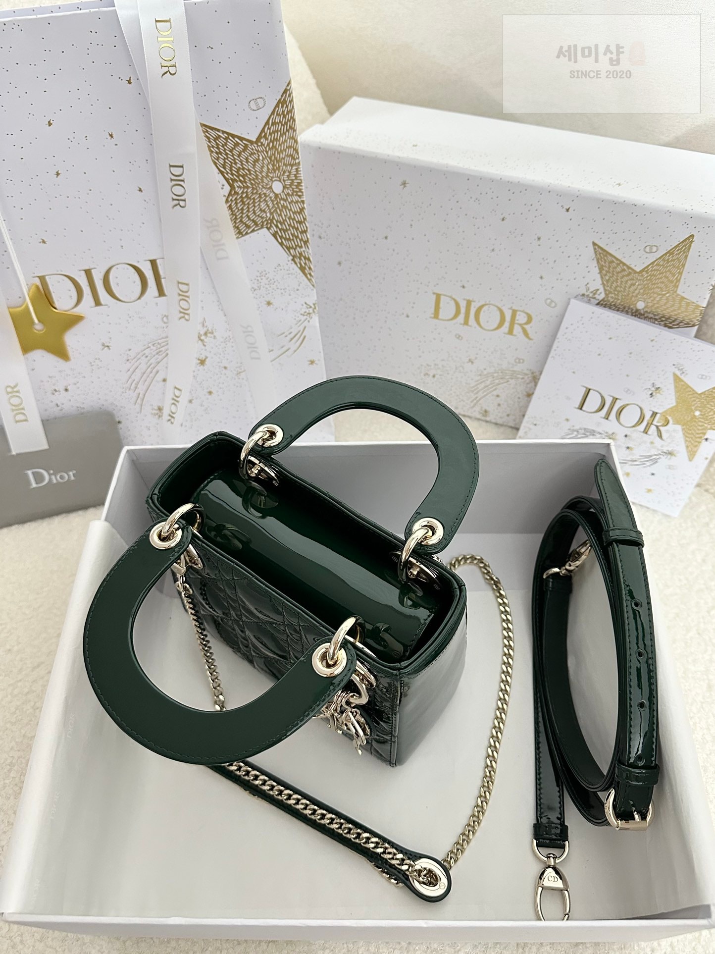 D I O R 디올 페이던트 미니 레이디백 피네 그린 Bag 8번 이미지