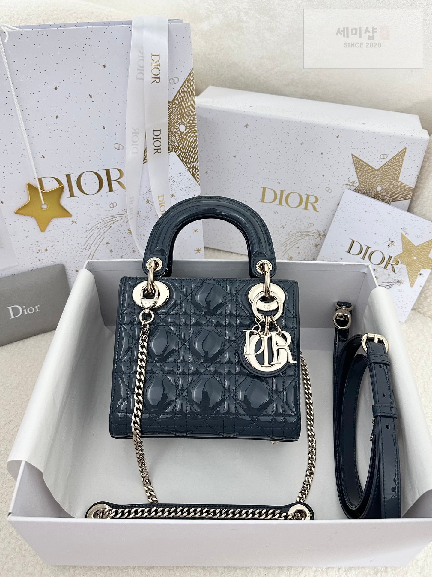 D I O R 디올 페이던트 미니 레이디백 블루 나이트 Bag 1번 이미지