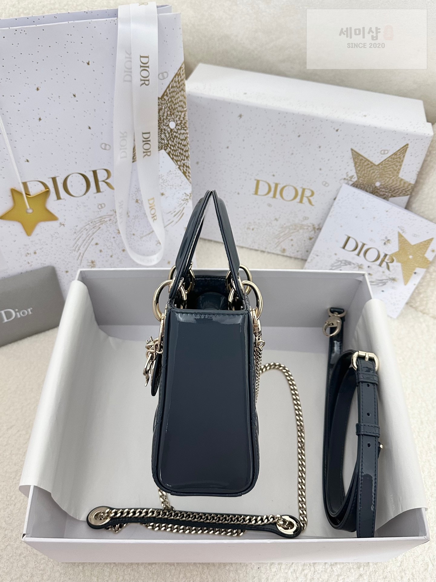 D I O R 디올 페이던트 미니 레이디백 블루 나이트 Bag 3번 이미지