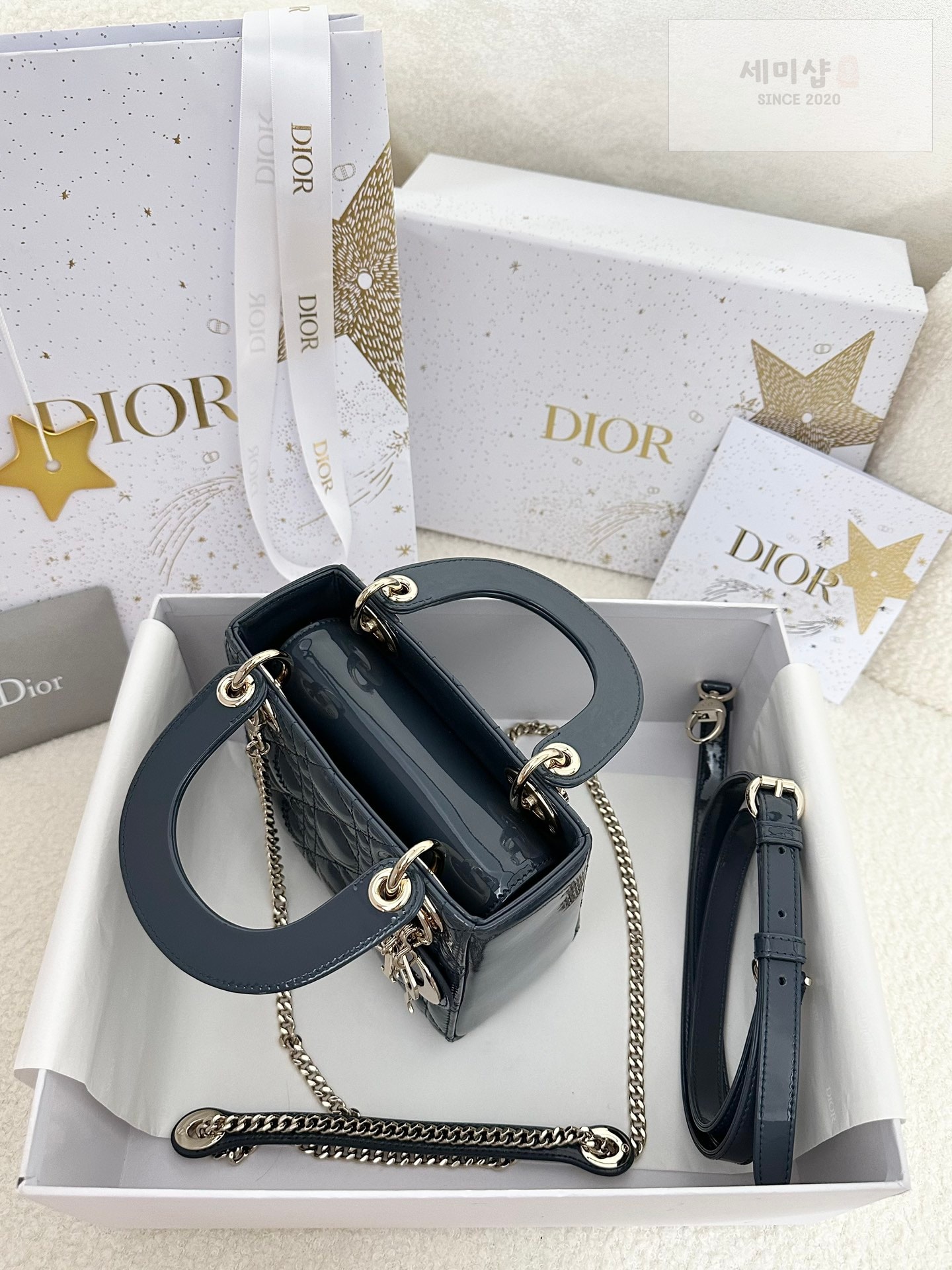 D I O R 디올 페이던트 미니 레이디백 블루 나이트 Bag 8번 이미지