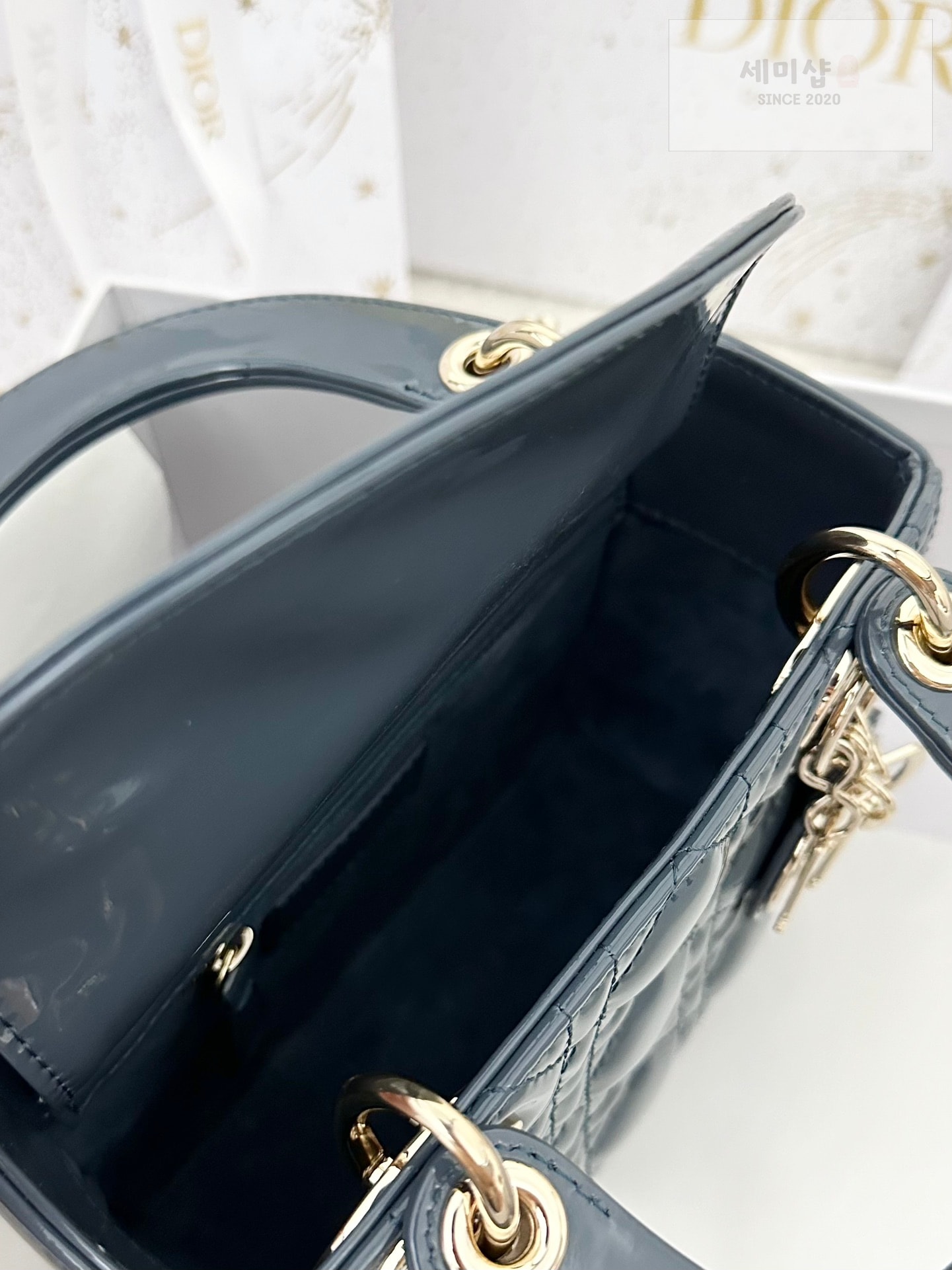 D I O R 디올 페이던트 미니 레이디백 블루 나이트 Bag 9번 이미지