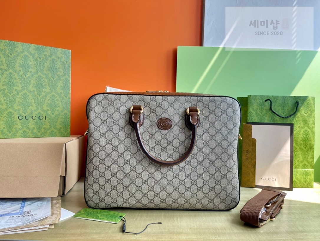 Gucci 구찌 인터로킹 G 미디움 브리프케이스 베이지 캔버스 Bag 1번 이미지