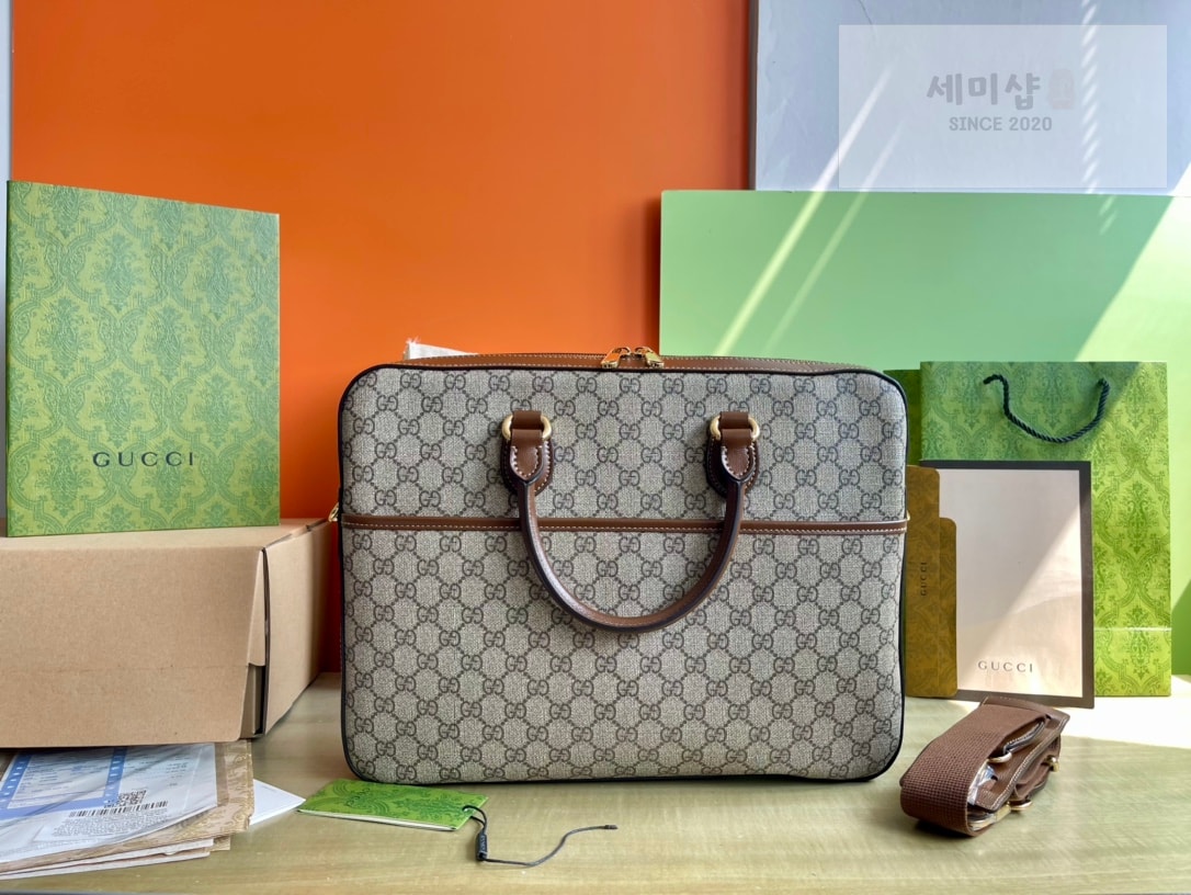 Gucci 구찌 인터로킹 G 미디움 브리프케이스 베이지 캔버스 Bag 2번 이미지