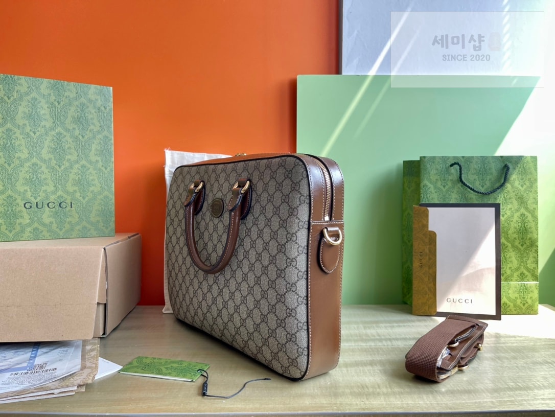 Gucci 구찌 인터로킹 G 미디움 브리프케이스 베이지 캔버스 Bag 3번 이미지