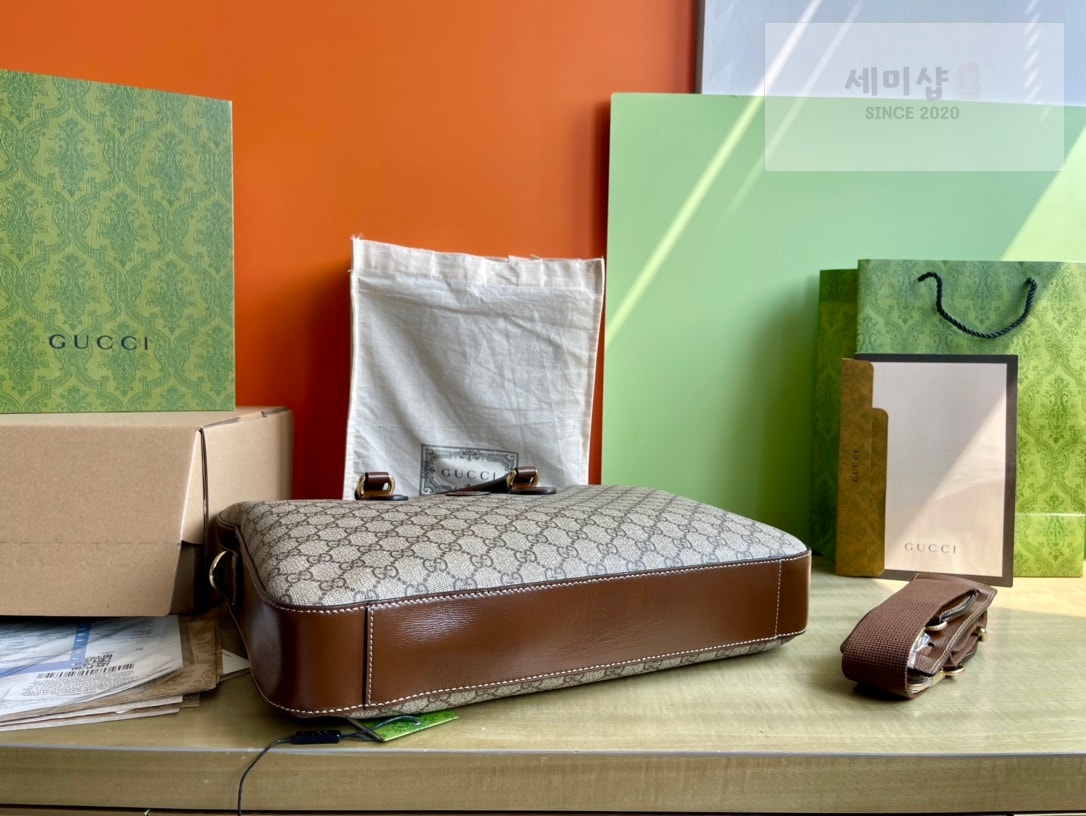 Gucci 구찌 인터로킹 G 미디움 브리프케이스 베이지 캔버스 Bag 4번 이미지