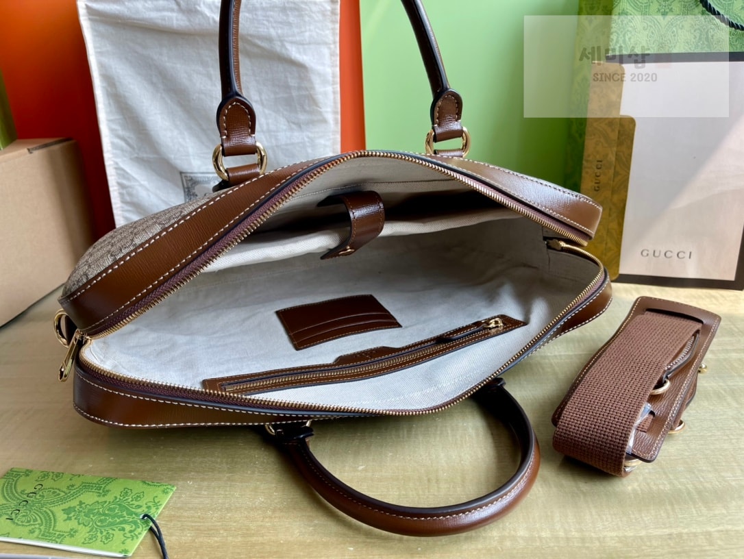 Gucci 구찌 인터로킹 G 미디움 브리프케이스 베이지 캔버스 Bag 7번 이미지