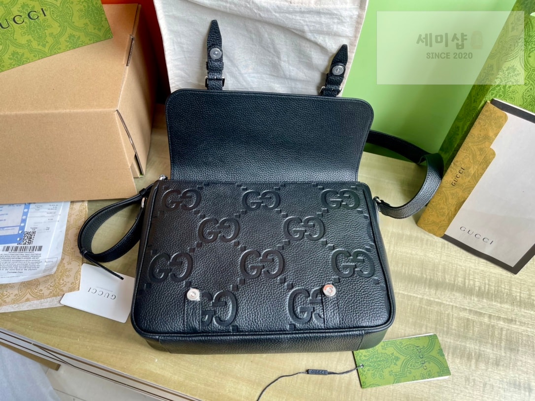 Gucci 구찌 점보 GG 미디움 메신저백 블랙 Bag 5번 이미지