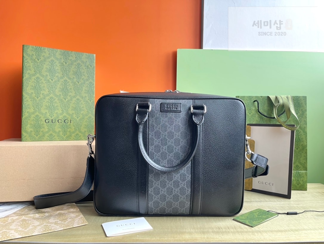 Gucci 구찌 GG 블랙 미디움 브리프케이스 블랙 수프림 캔버스 Bag 1번 이미지