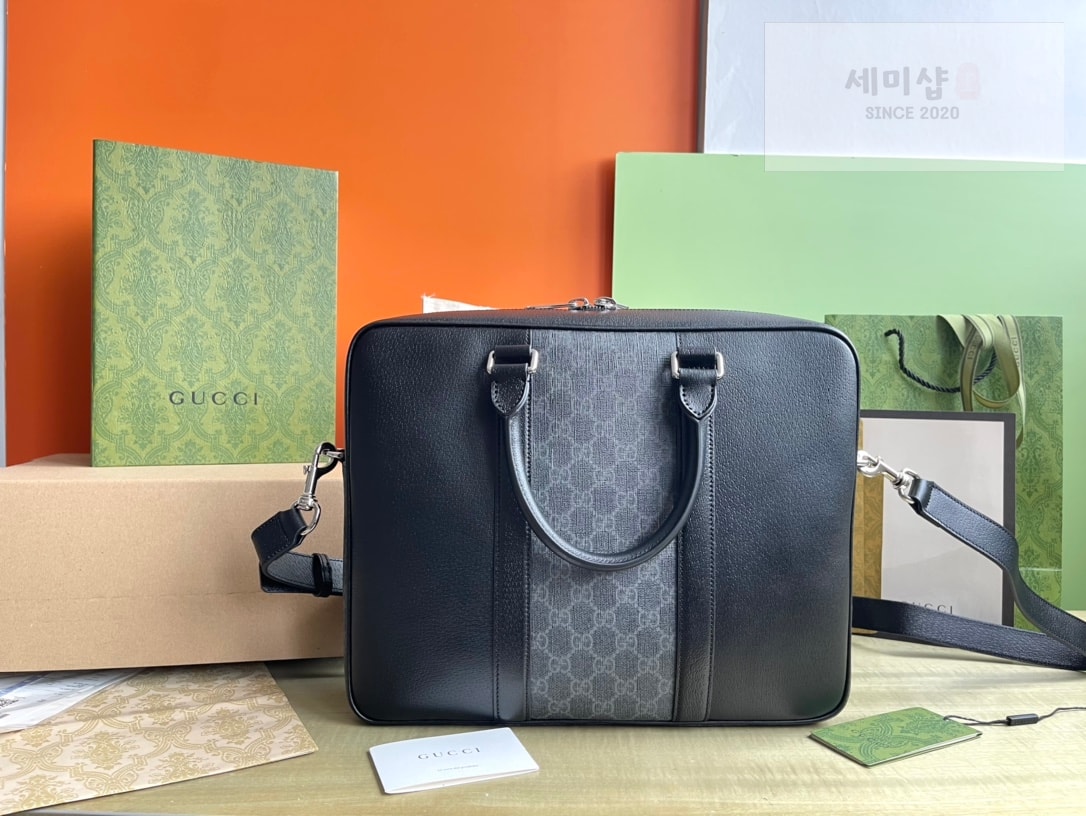 Gucci 구찌 GG 블랙 미디움 브리프케이스 블랙 수프림 캔버스 Bag 2번 이미지