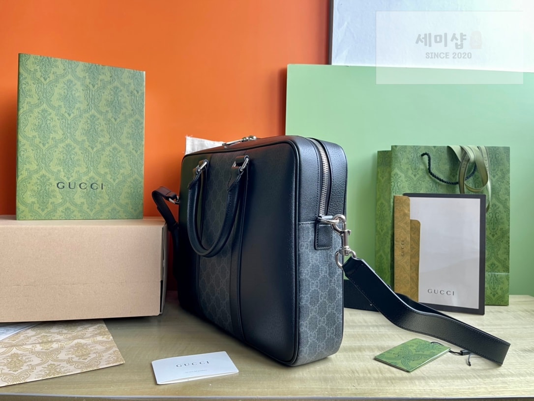 Gucci 구찌 GG 블랙 미디움 브리프케이스 블랙 수프림 캔버스 Bag 3번 이미지