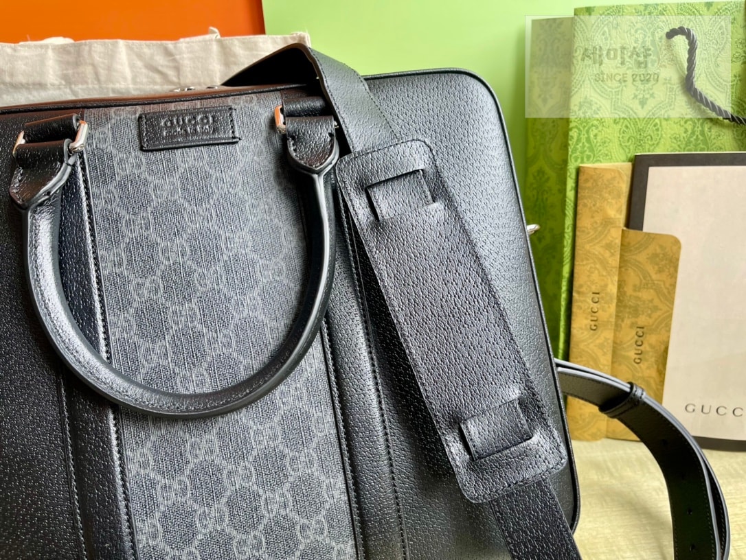 Gucci 구찌 GG 블랙 미디움 브리프케이스 블랙 수프림 캔버스 Bag 7번 이미지