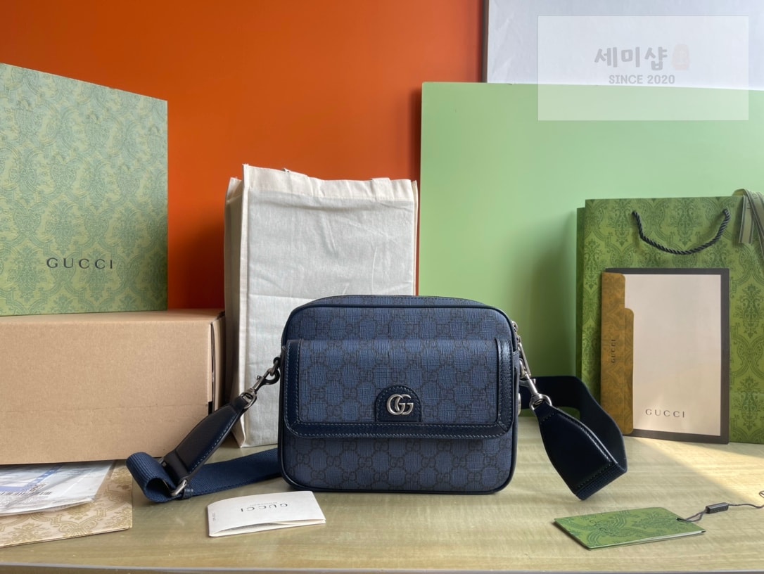 Gucci 구찌 GG 수프림 미디엄 메신저백 블랙 그레이 캔버스 Bag 2번 이미지