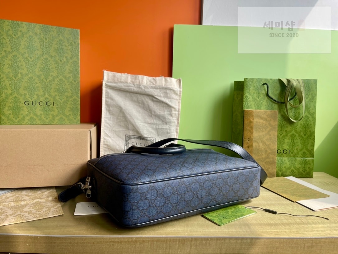 Gucci 구찌 GG 수프림 미디움 브리프케이스 블랙 그레이 캔버스 Bag 4번 이미지