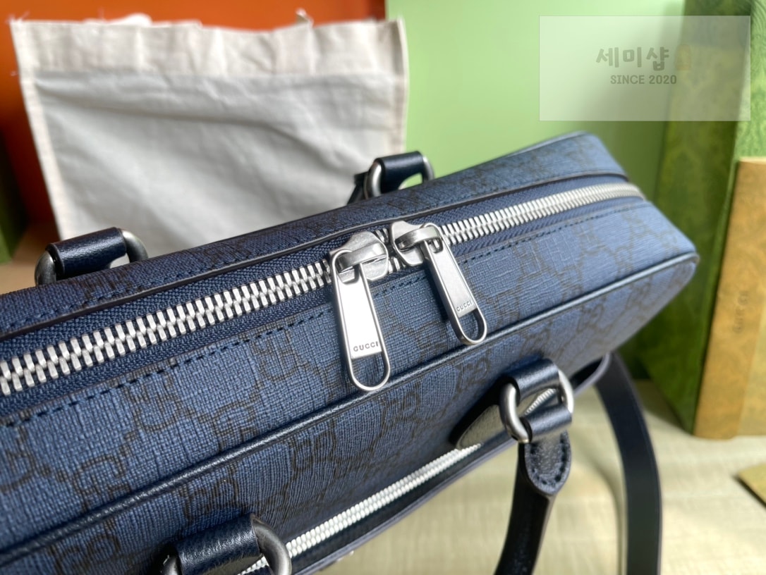 Gucci 구찌 GG 수프림 미디움 브리프케이스 블랙 그레이 캔버스 Bag 6번 이미지