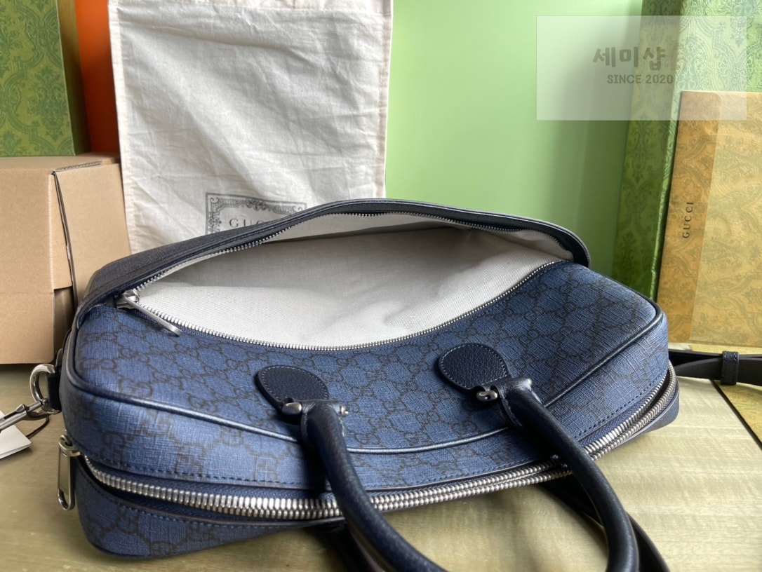 Gucci 구찌 GG 수프림 미디움 브리프케이스 블랙 그레이 캔버스 Bag 8번 이미지