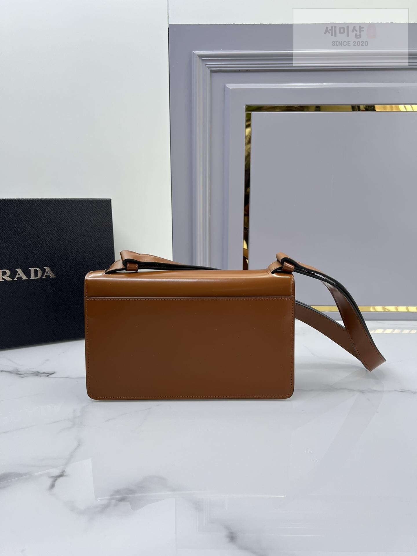 P R A D A Prada Emblem Brushed Leather Bag Bag 1번 이미지