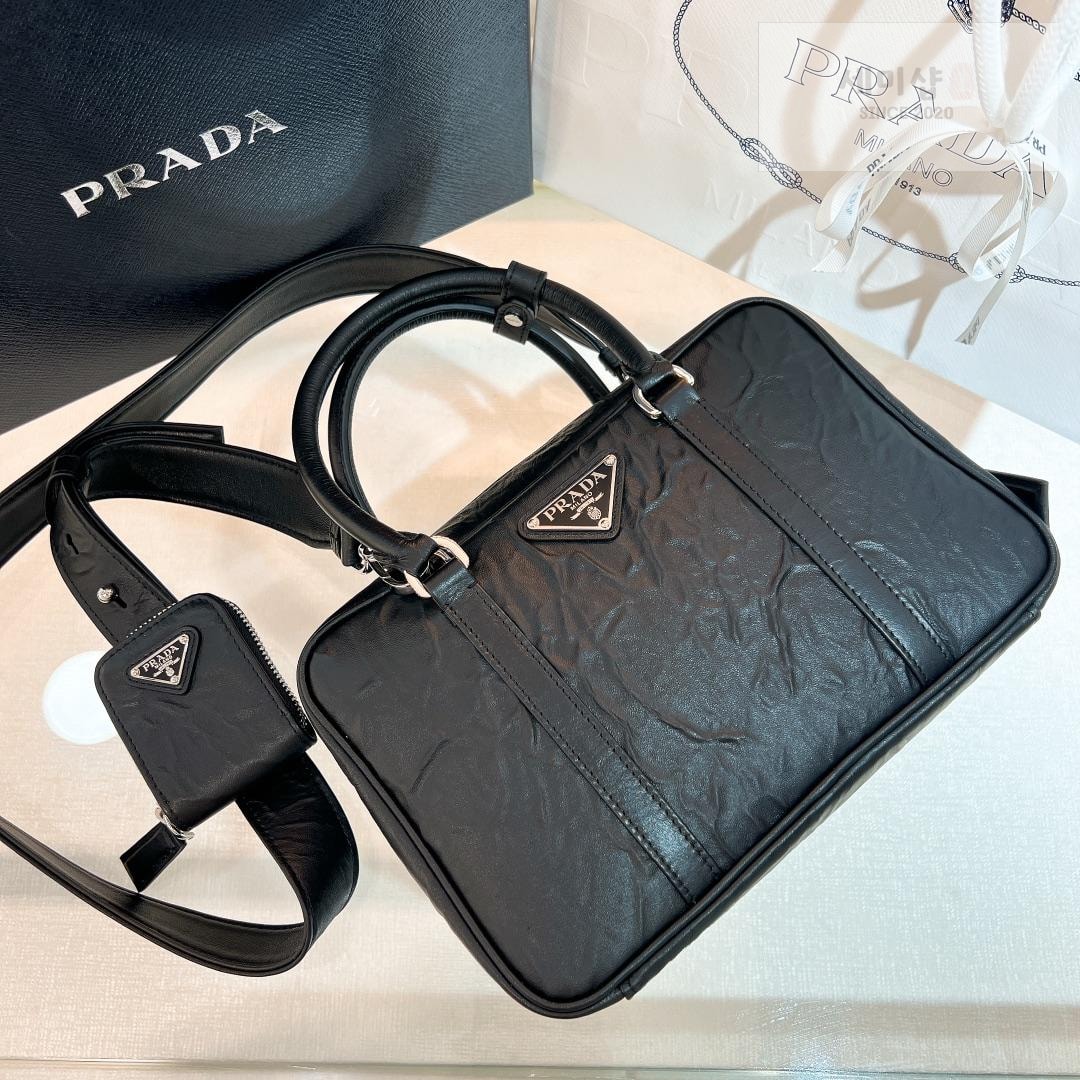 P R A D A Prada Nappa Antique Leather Top Handle Bag 9번 이미지
