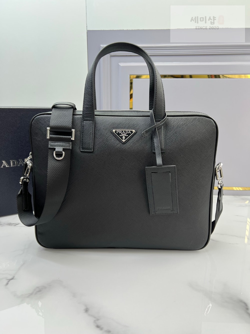 P R A D A 프라다 사피아노 레더 워크백 블랙 레플리카 8번 이미지 - Bag | 세미샵 레플리카 사이트