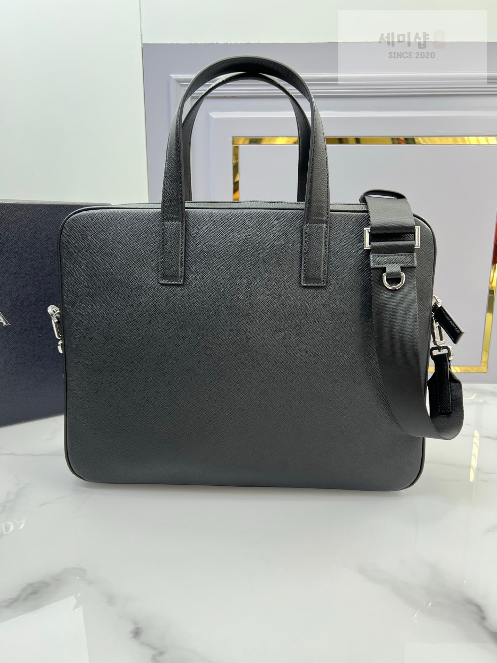 P R A D A 프라다 사피아노 레더 워크백 블랙 레플리카 6번 이미지 - Bag | 세미샵 레플리카 사이트