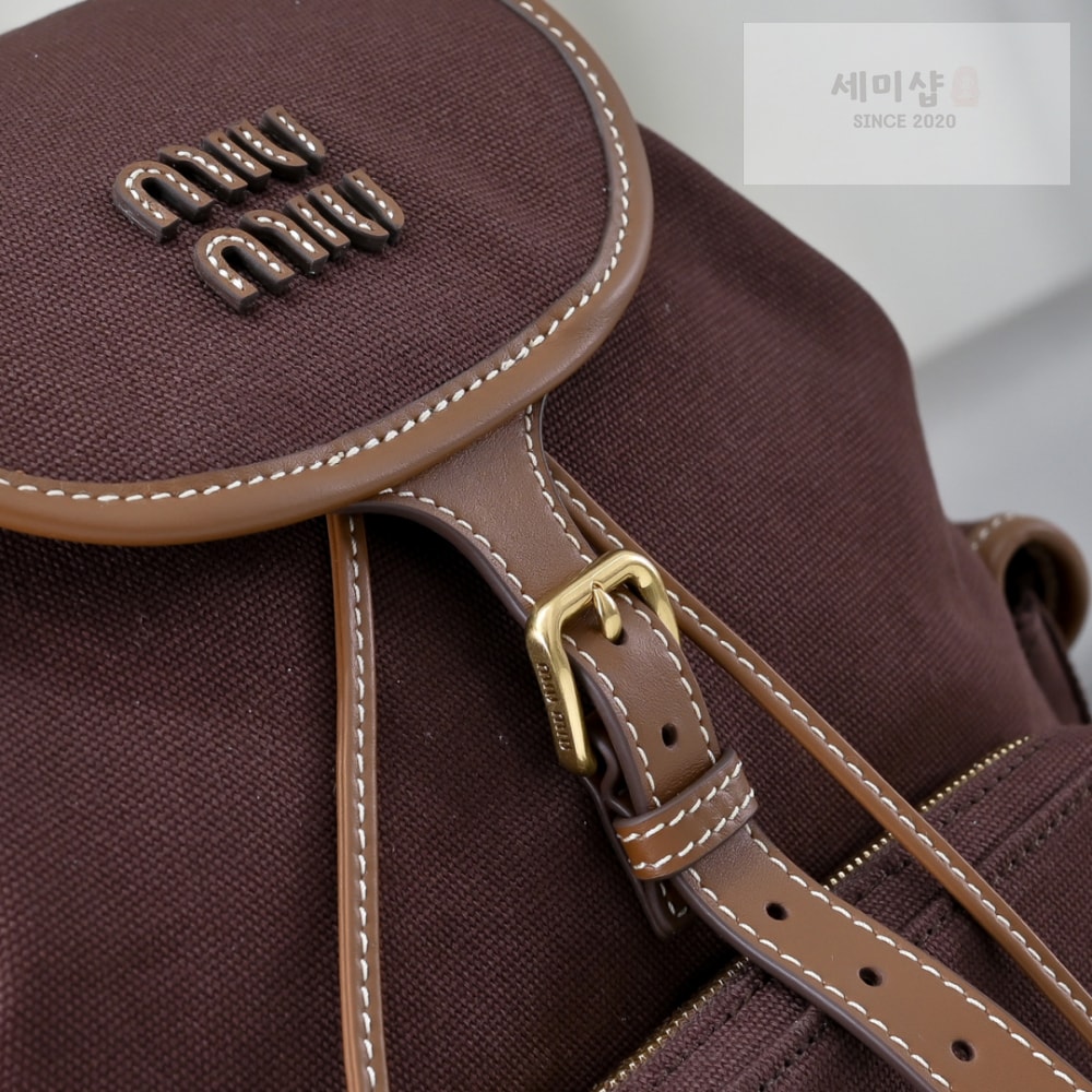 Miu Miu Miu Miu Canvas And Leather Backpack Bag 5번 이미지