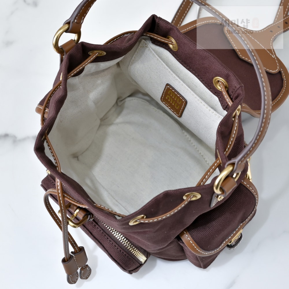Miu Miu Miu Miu Canvas And Leather Backpack Bag 9번 이미지